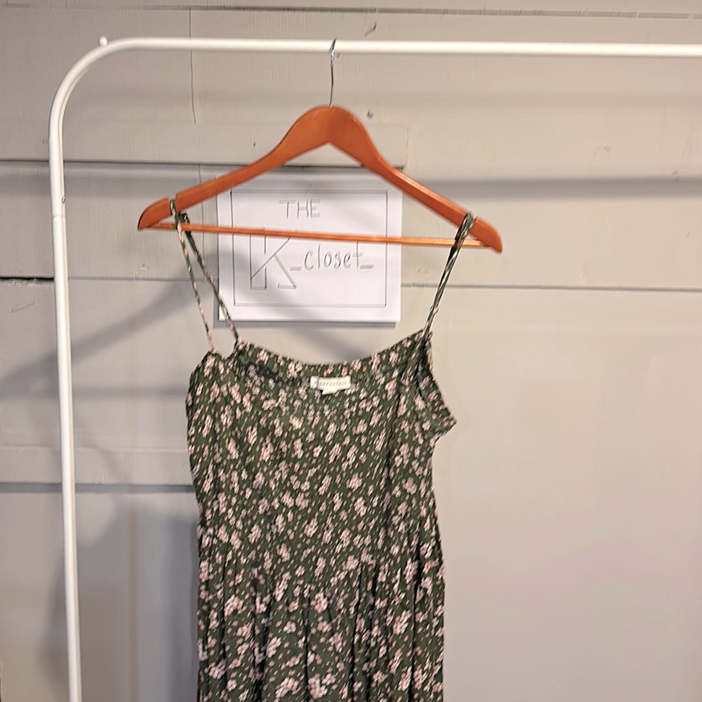 Aeropostale pink green floral Slit Maxi summer Dress